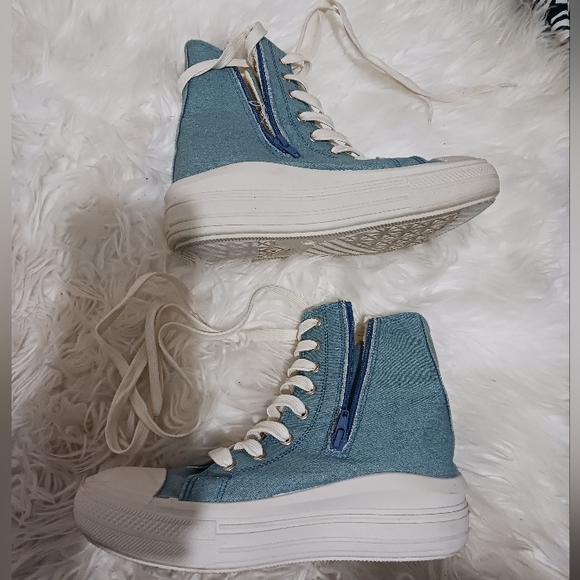 Liliana Women Denim swosh lace up high top sneakers - Picture 2 of 16